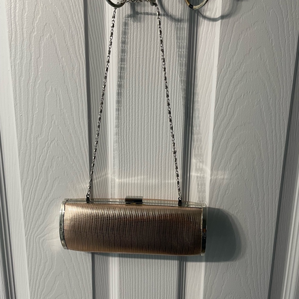 Style & Co. Metallic Rose Gold Clutch with Chain Strap